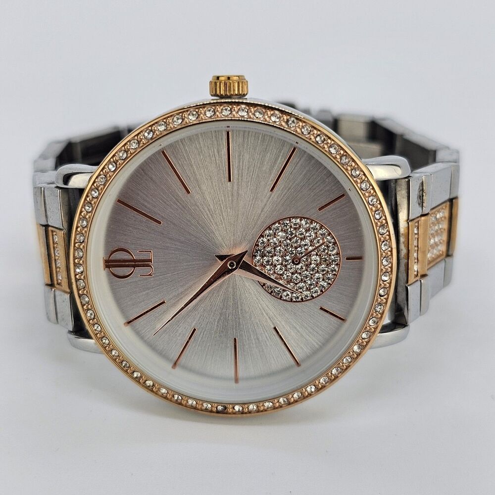 Jennifer Lopez Women's Watch 38MM Gray Dial Two Tone Bracelet 5.5" New Battery